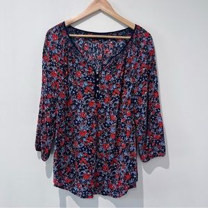 Jones New York Floral Print Blouse Large